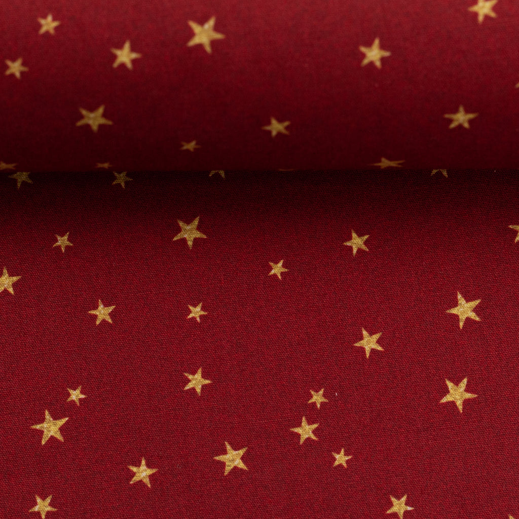 Baumwoll Druck Weihnachten Rot/Gold