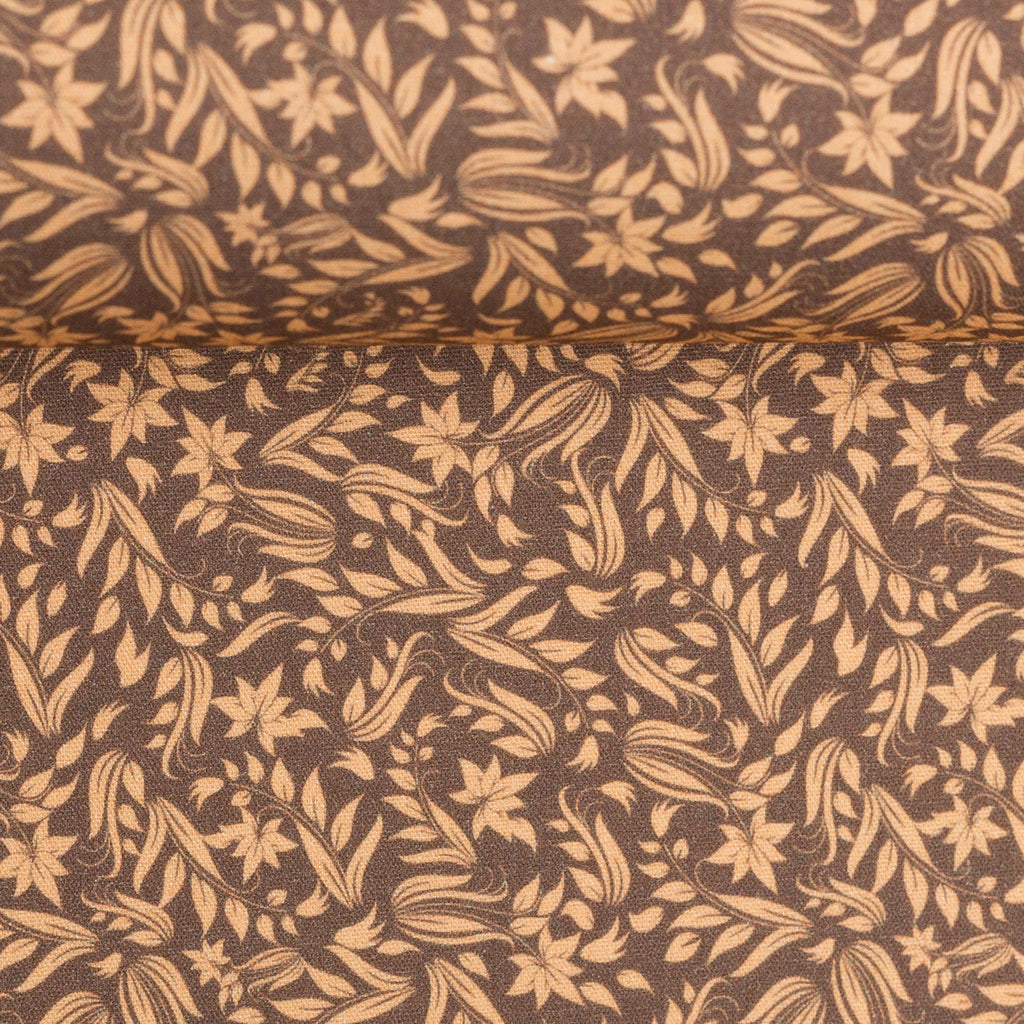 Baumwoll Druck Floral Blumen braun