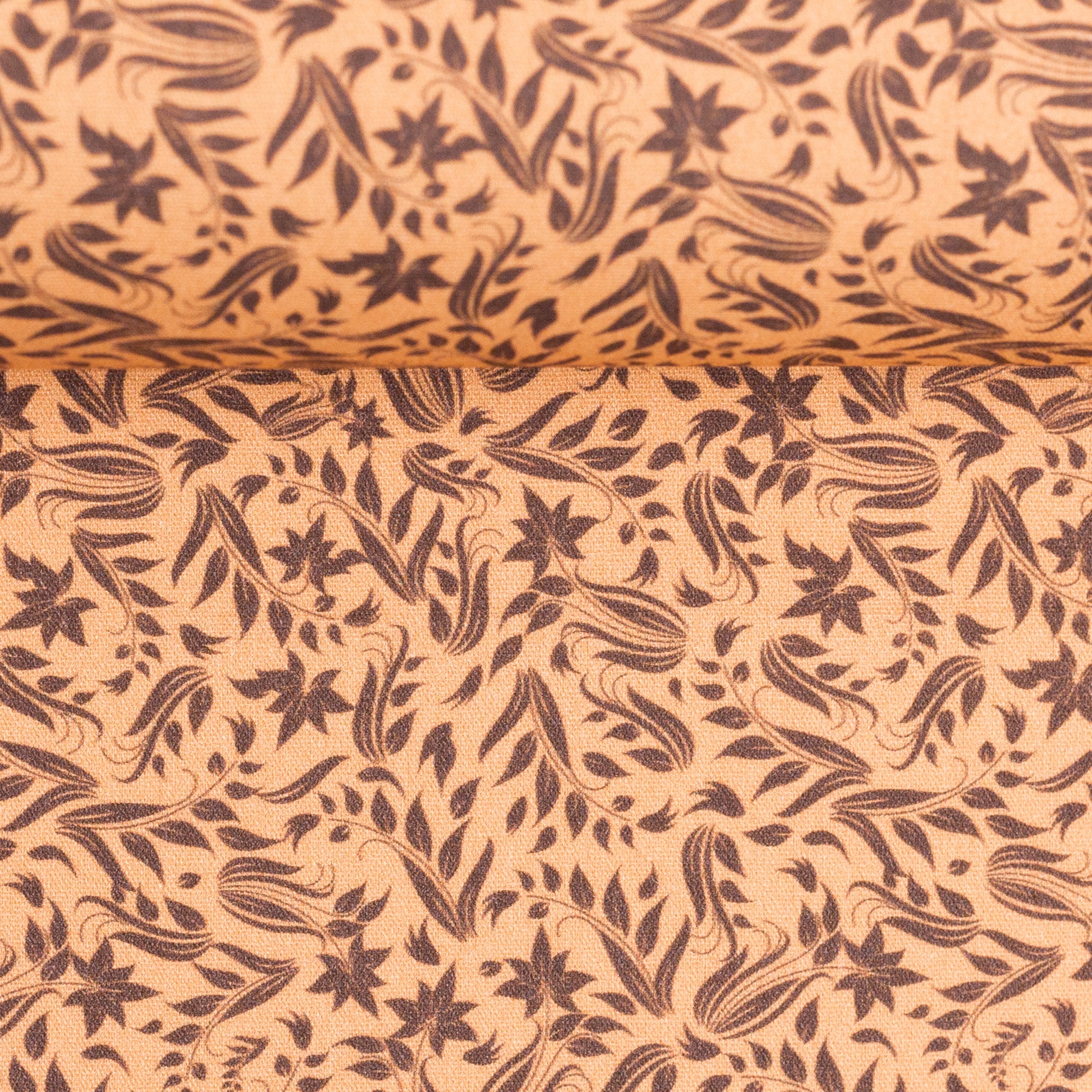 Baumwoll Druck Floral Blumen hellbraun