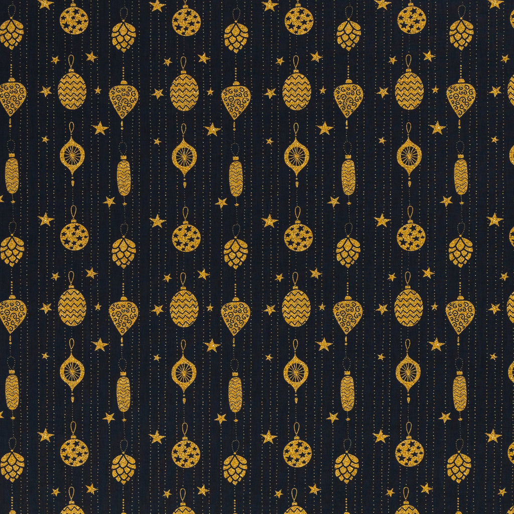 Baumwoll Druck Weihnachten Schwarz/Gold