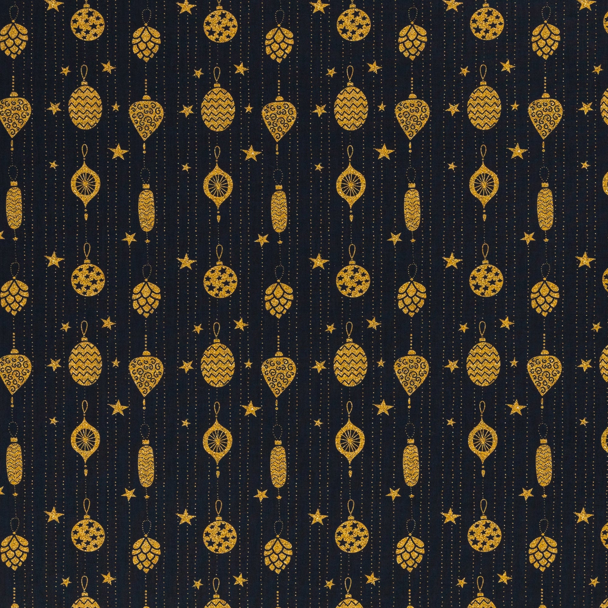 Baumwoll Druck Weihnachten Schwarz/Gold