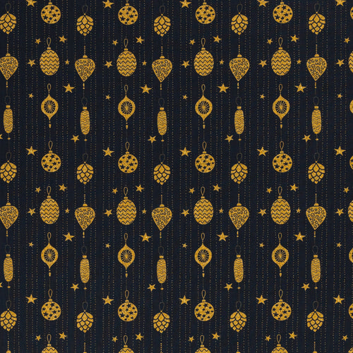 Baumwoll Druck Weihnachten Schwarz/Gold