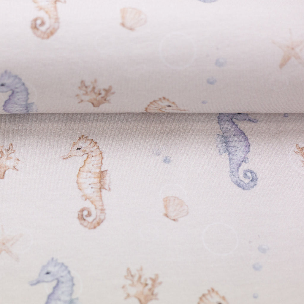 Jersey Küstenliebe Seepferdchen beige/blau