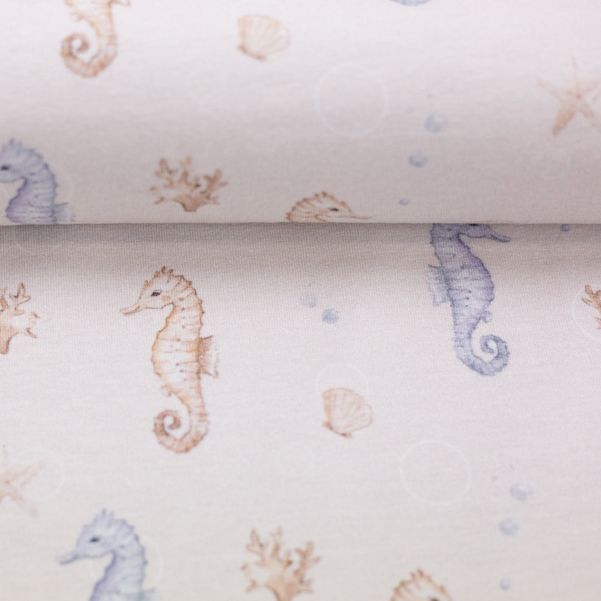 Jersey Küstenliebe Seepferdchen beige/blau