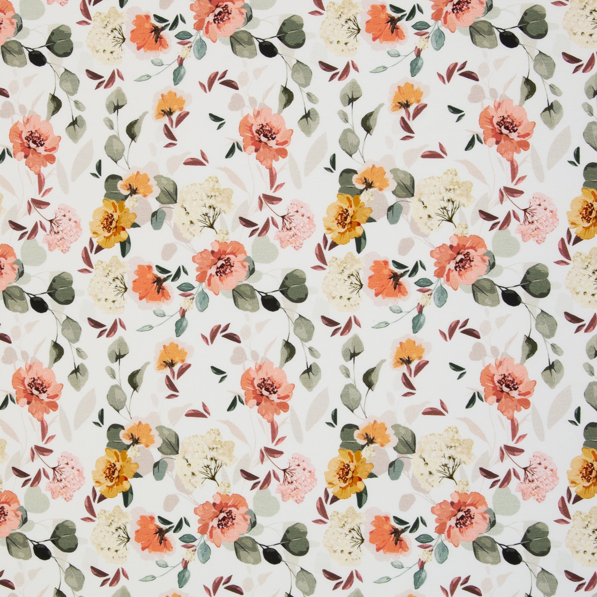 Jersey Berne Floral Blumen weiß