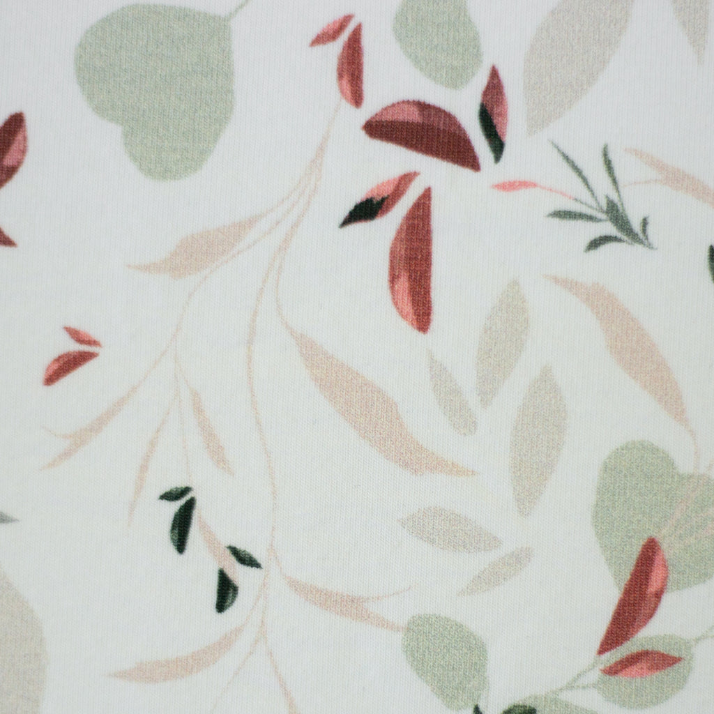 Jersey Berne Floral blätter weiß
