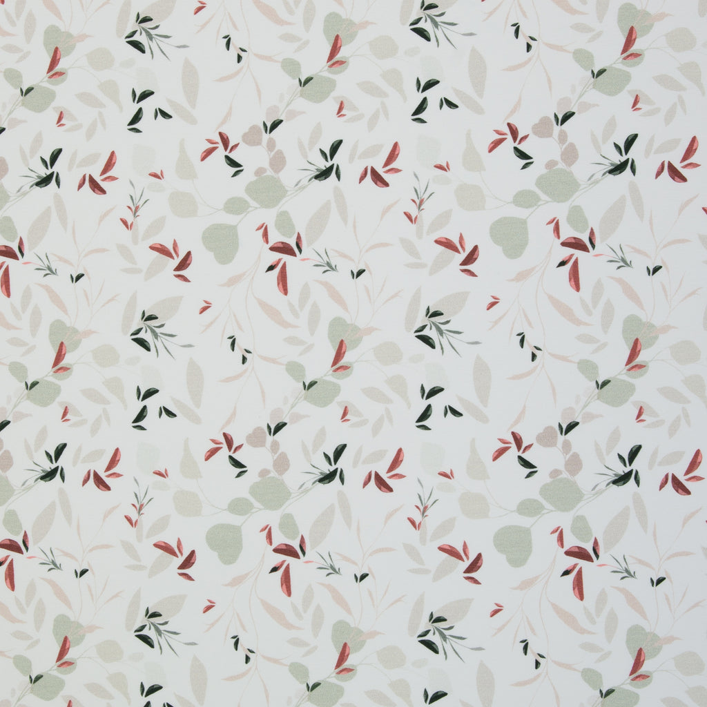 Jersey Berne Floral blätter weiß