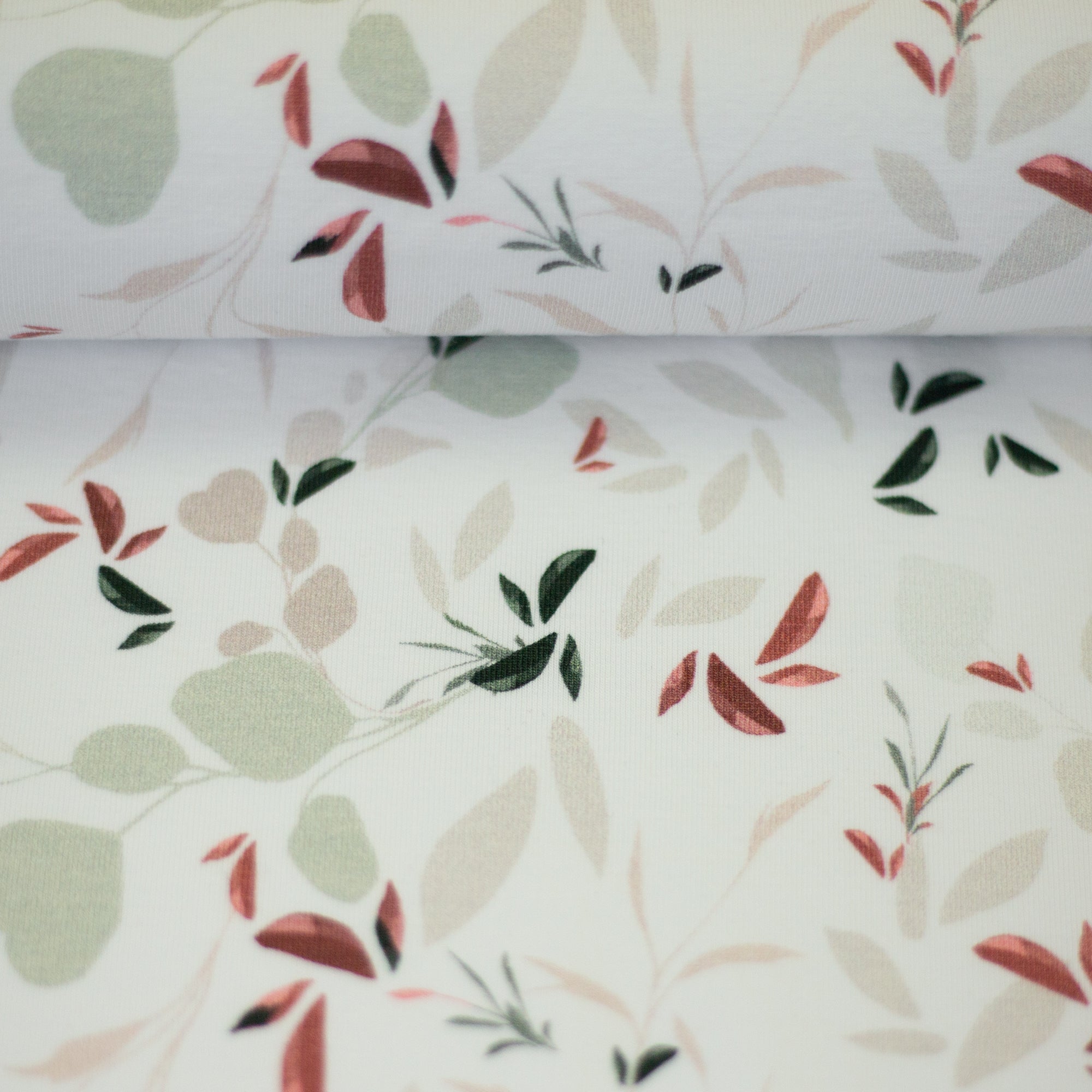 Jersey Berne Floral blätter weiß