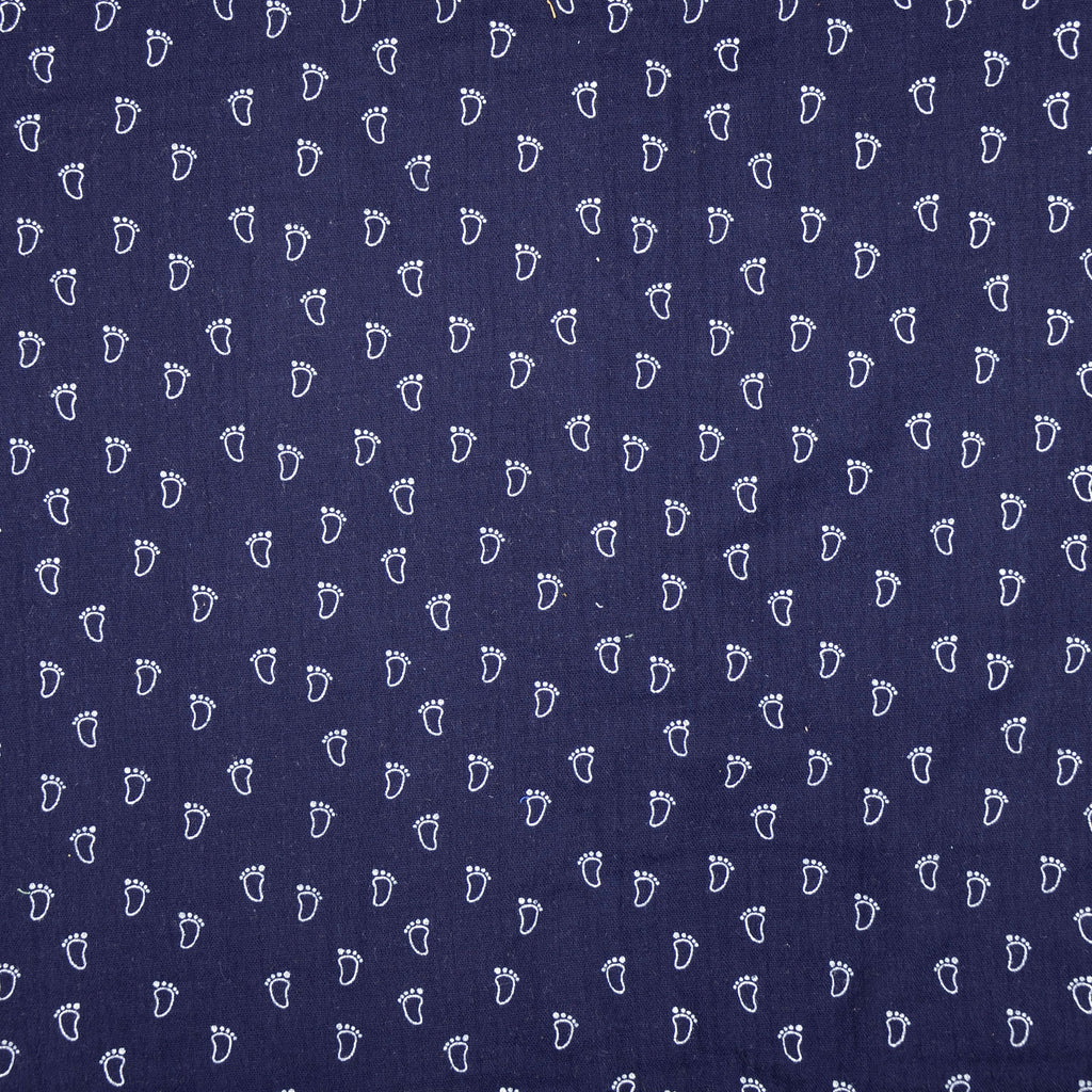 Musselin navy Fußabdruck - weiss