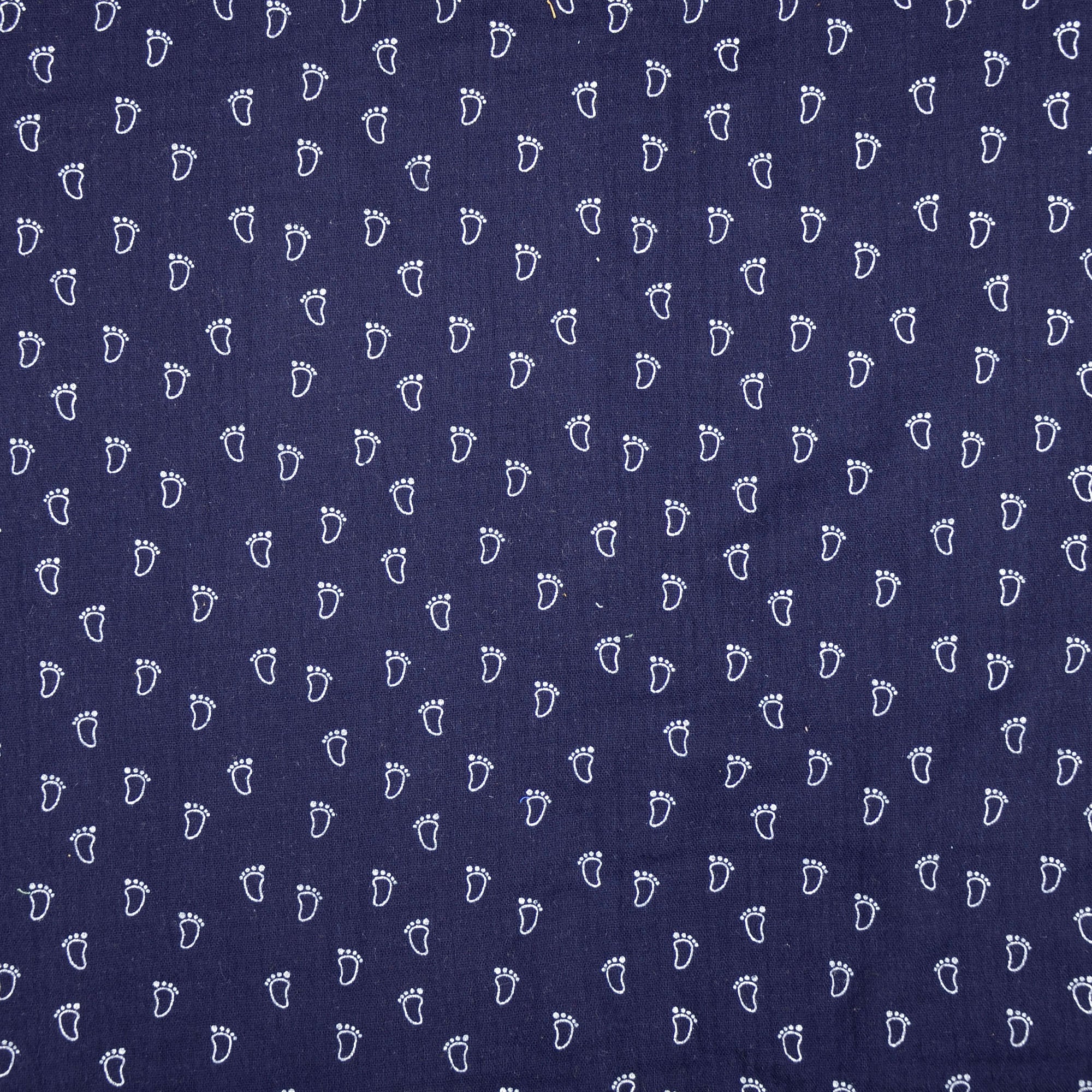 Musselin navy Fußabdruck - weiss