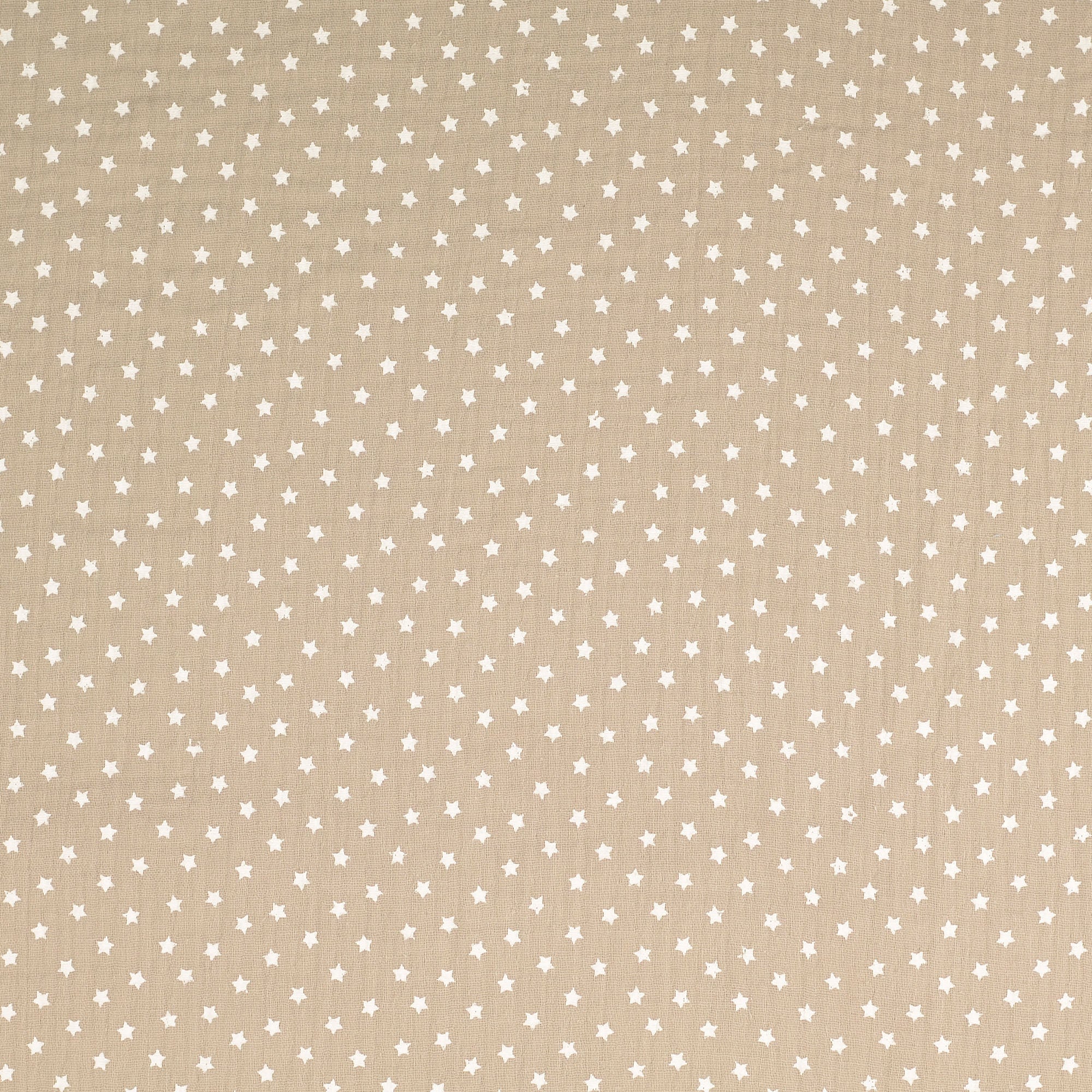 Musselin taupe Sterne weiß