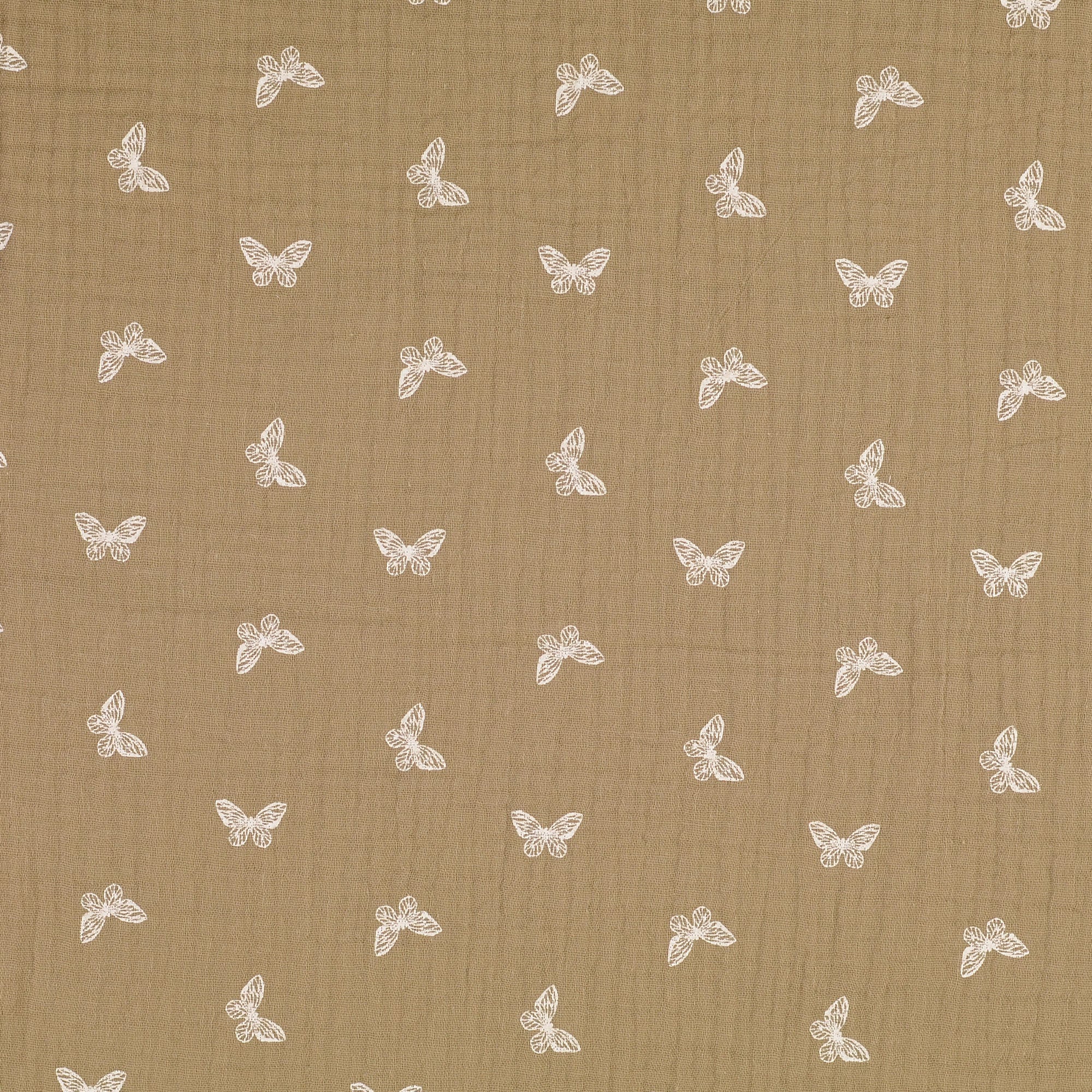 Musselin beige - Schmetterlinge weiss