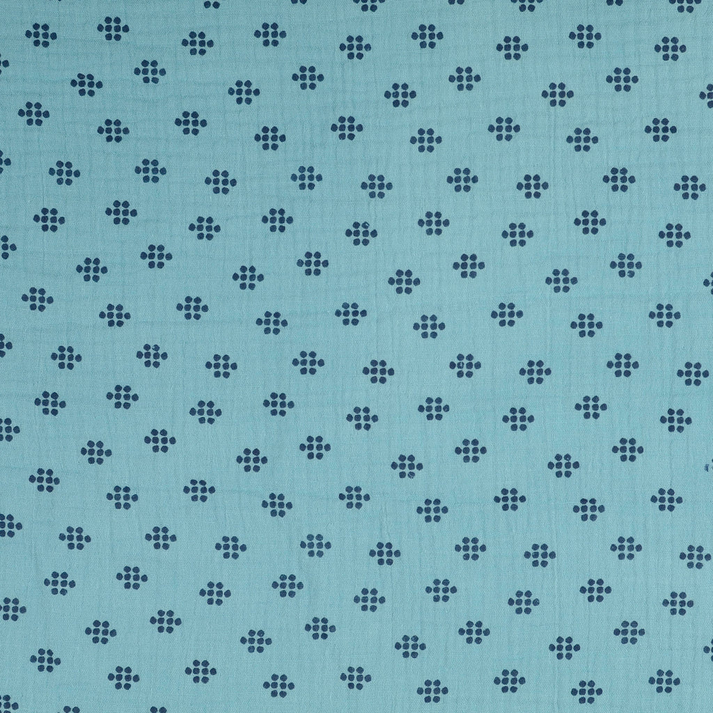Musselin blau Punkte Muster
