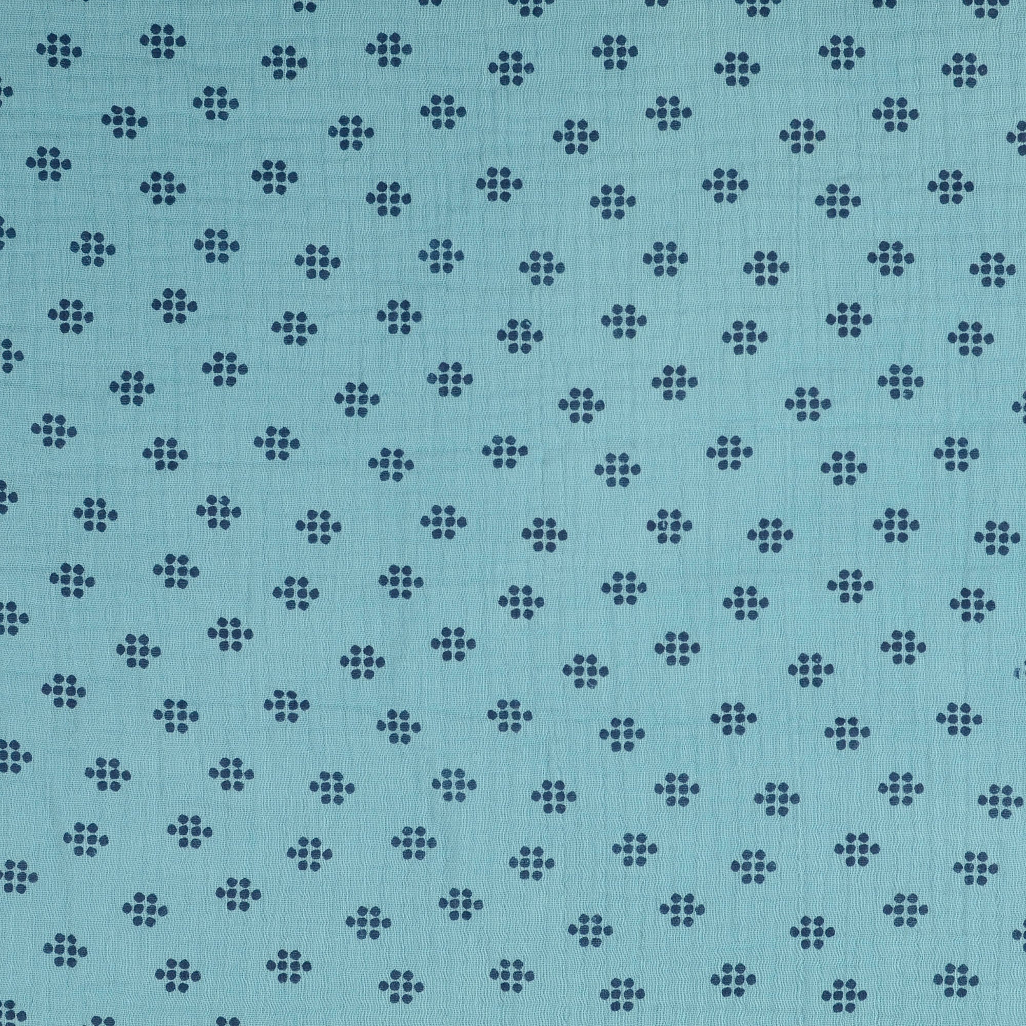 Musselin blau Punkte Muster