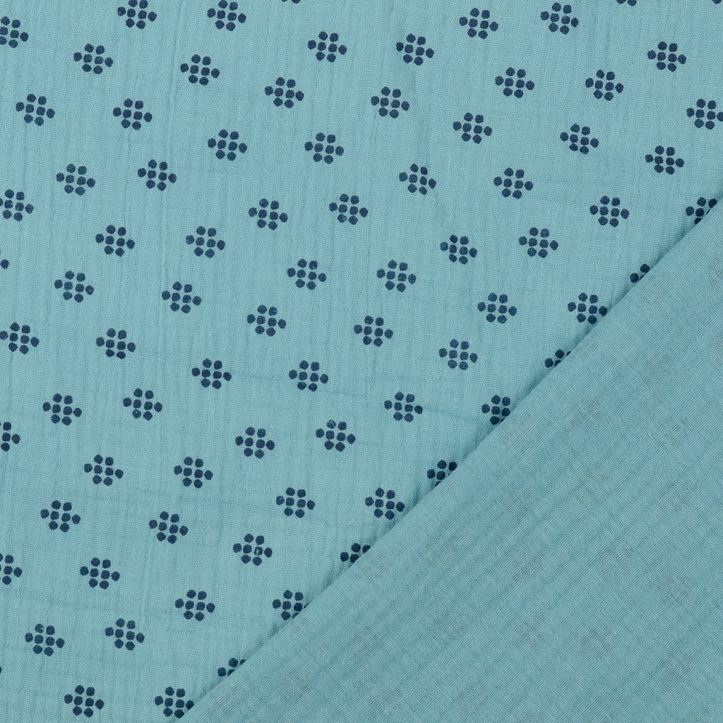 Musselin blau Punkte Muster