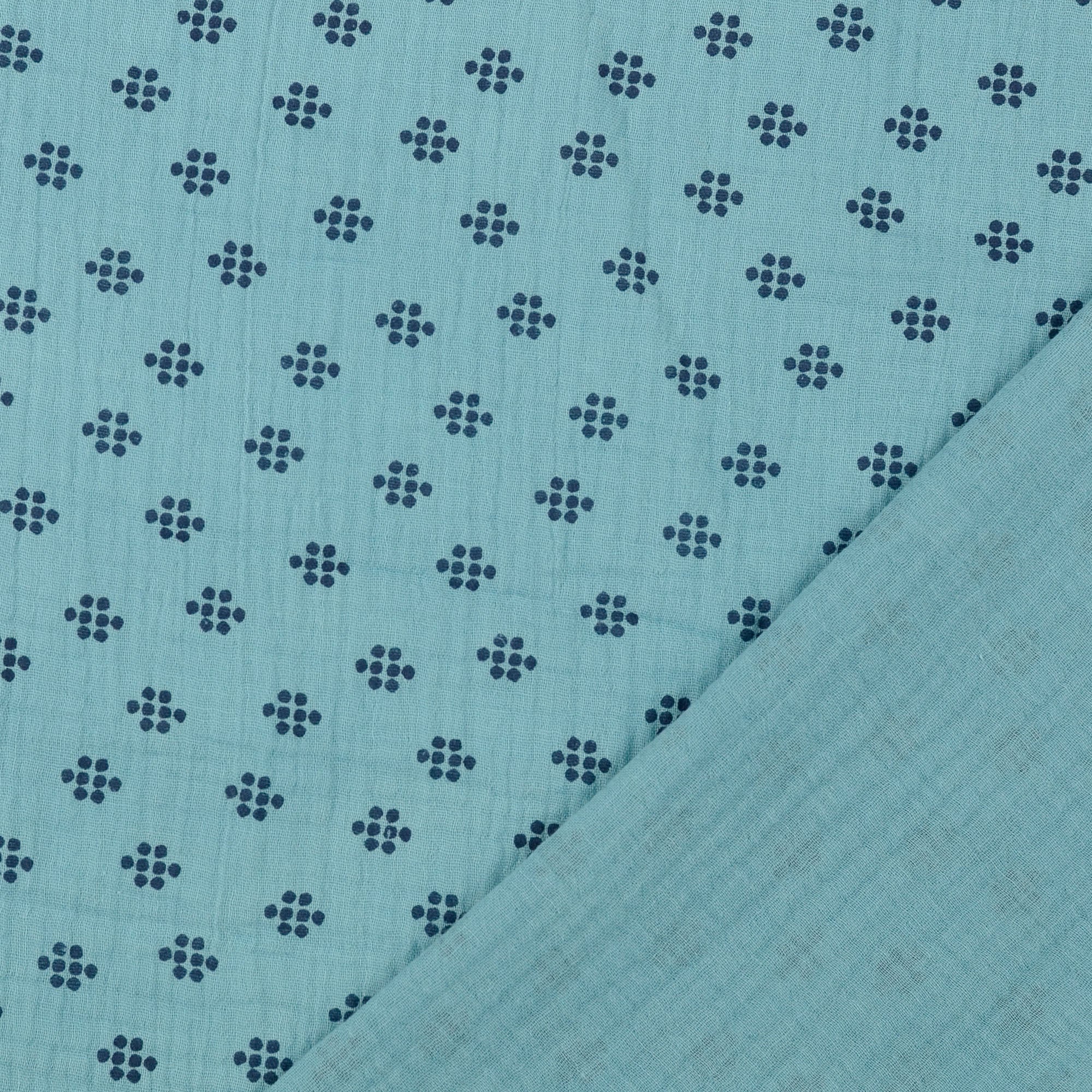 Musselin blau Punkte Muster