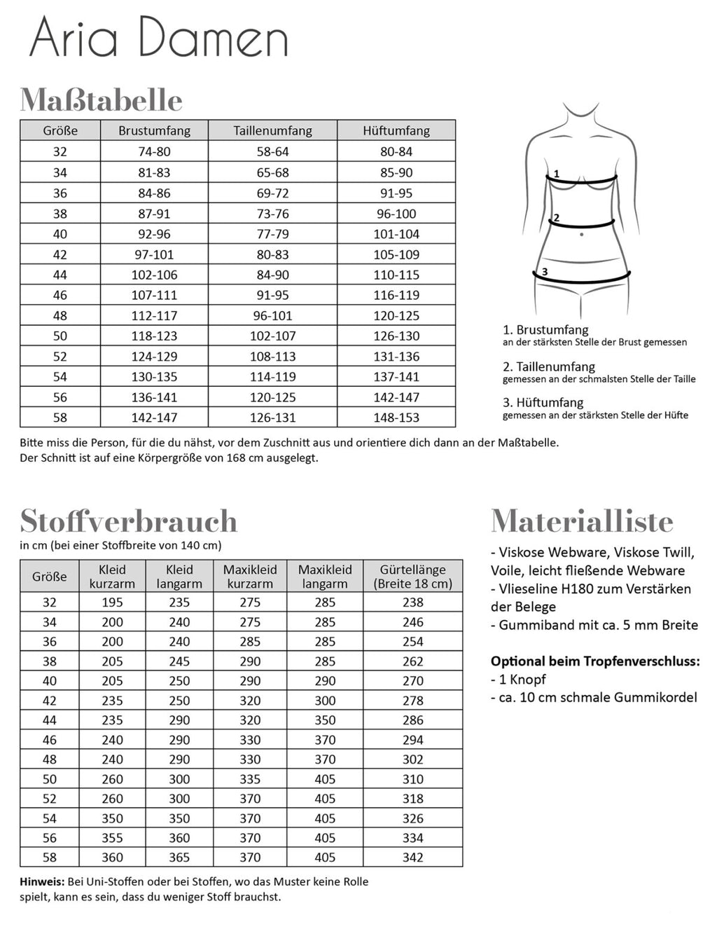 Papierschnittmuster Aria Damen