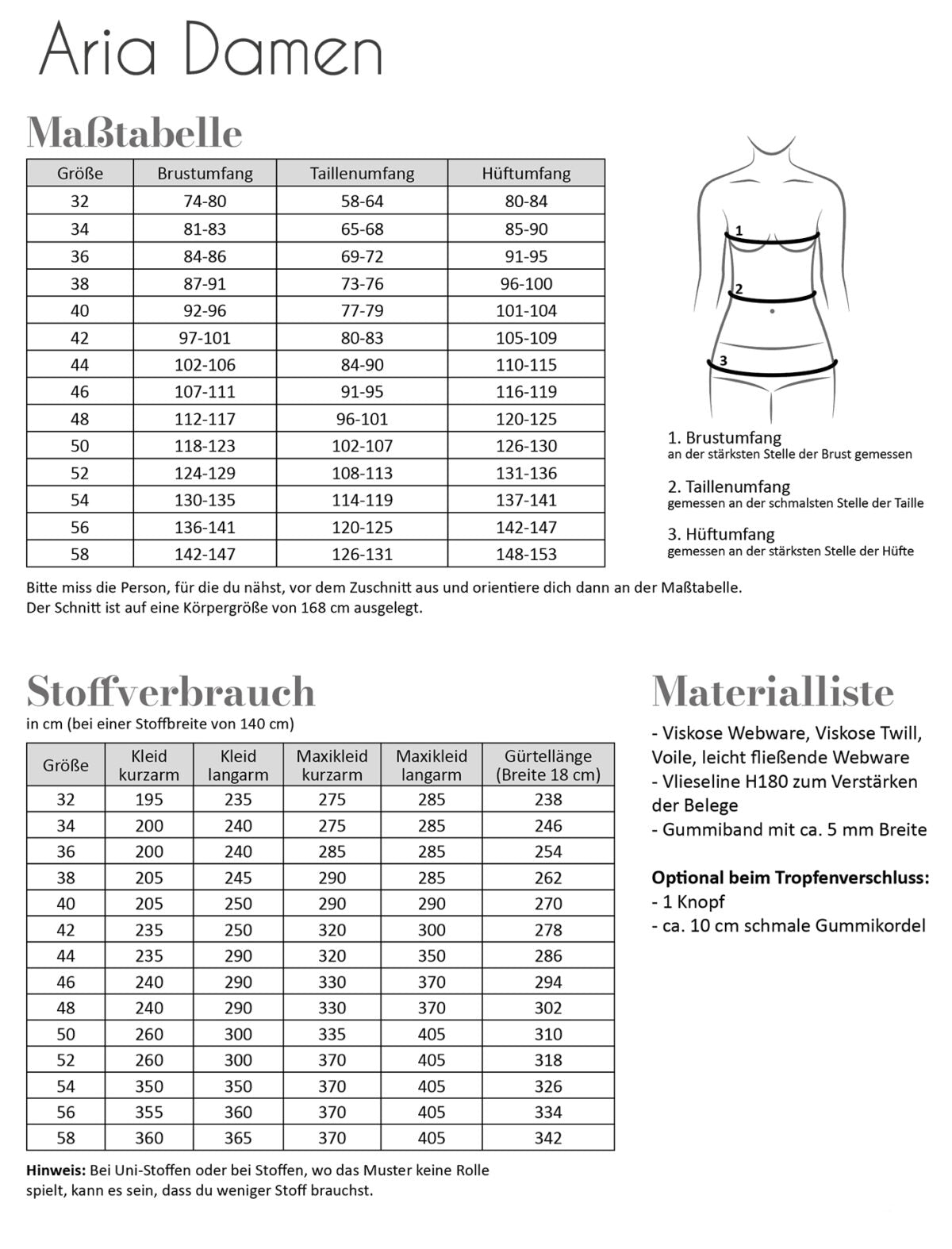 Papierschnittmuster Aria Damen