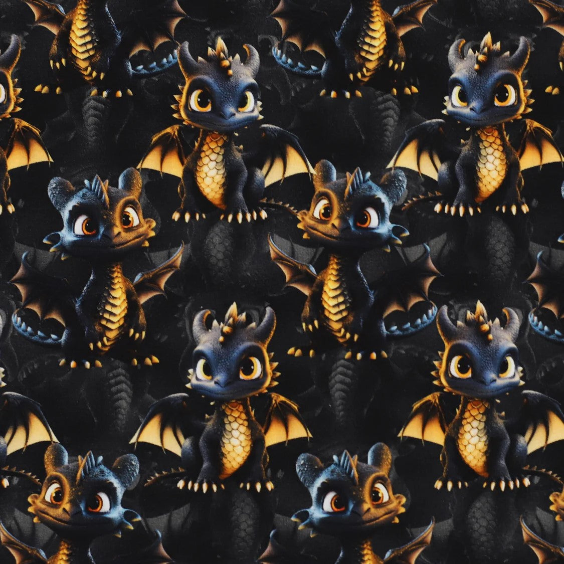 French Terry Black Dragon