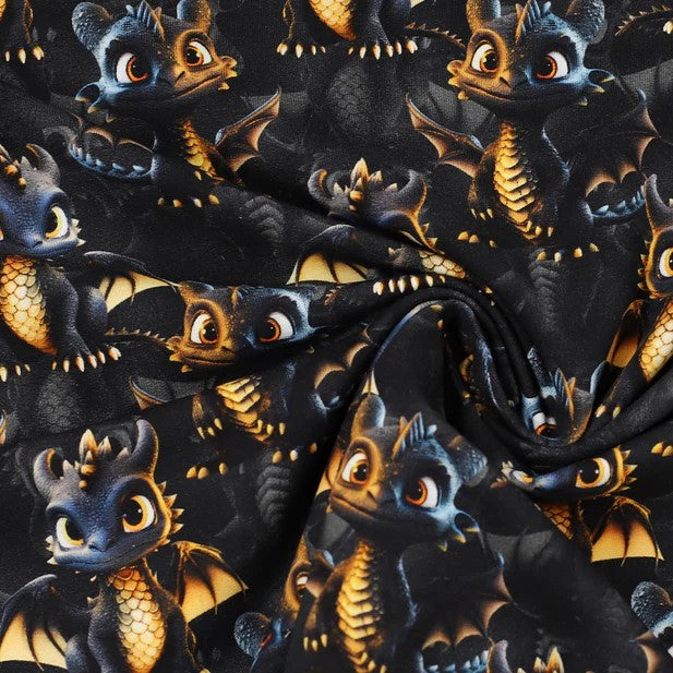 French Terry Black Dragon
