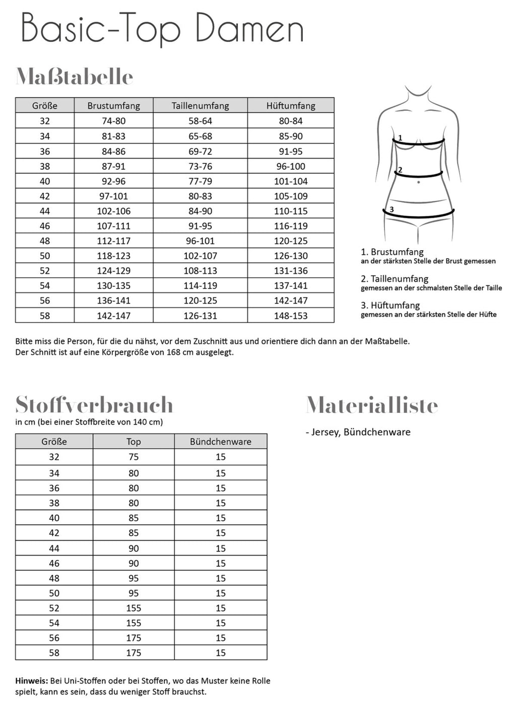 Papierschnittmuster Basic-Top Damen