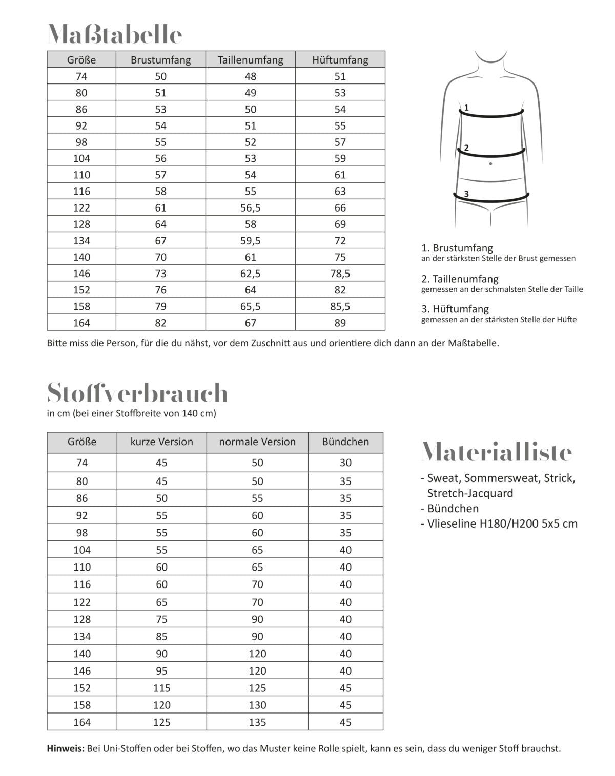 Papierschnittmuster Basic-Pullover Kinder