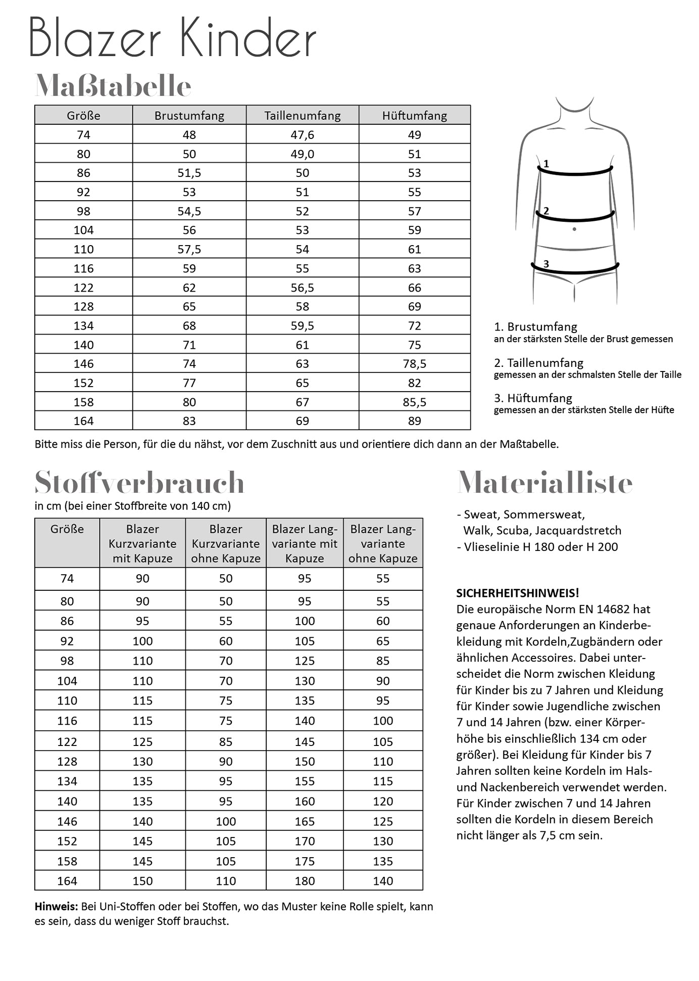 Papierschnittmuster Blazer Kinder