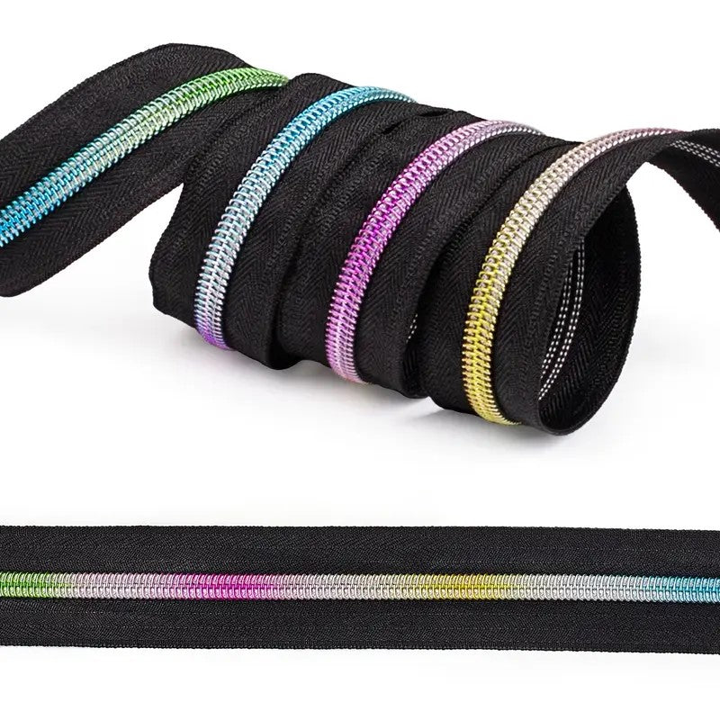 Endlos Reißverschluss Spirale 5mm rainbow schwarz