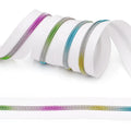 Endlos Reißverschluss Spirale 5mm rainbow weiss