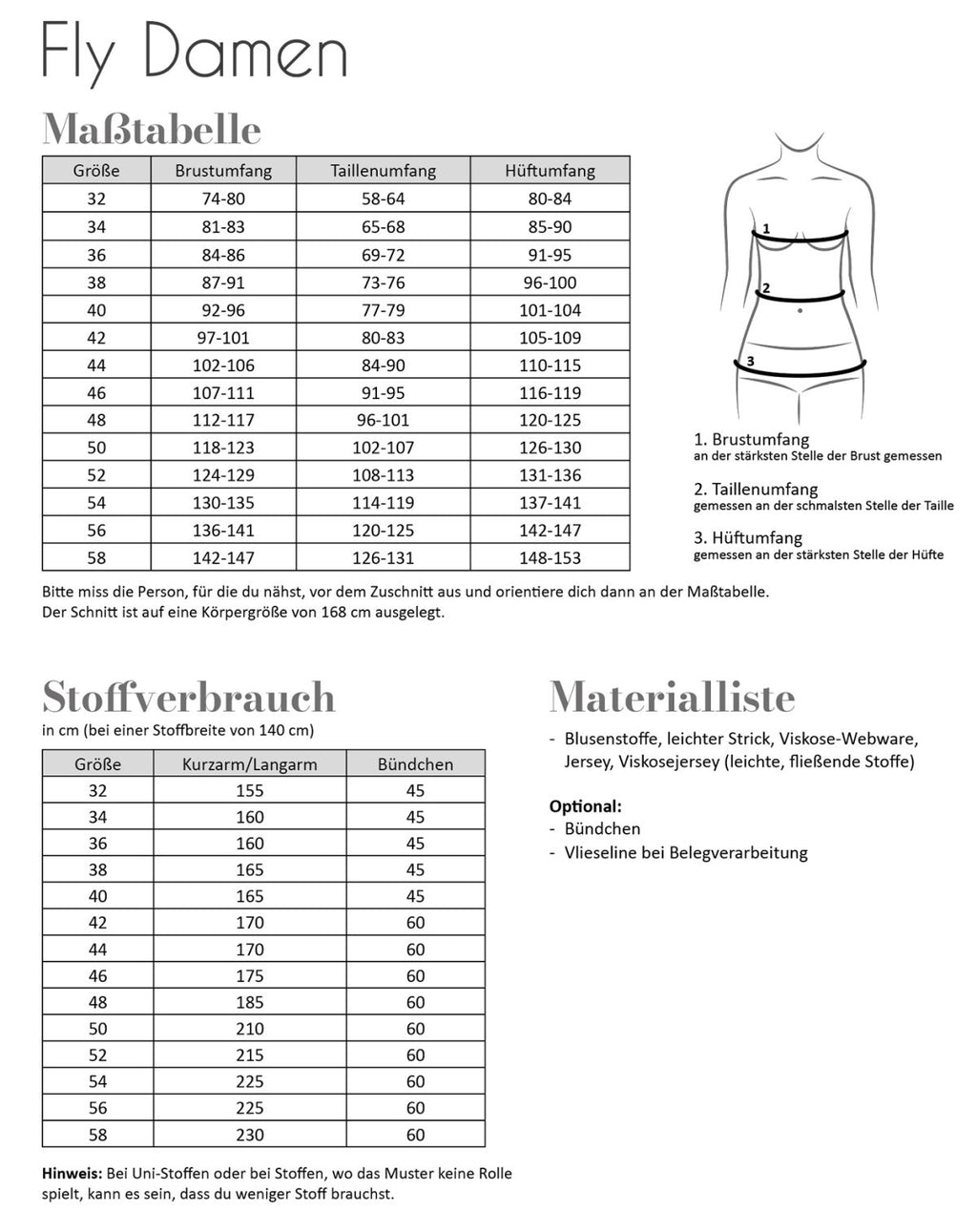 Papierschnittmuster Fly Damen