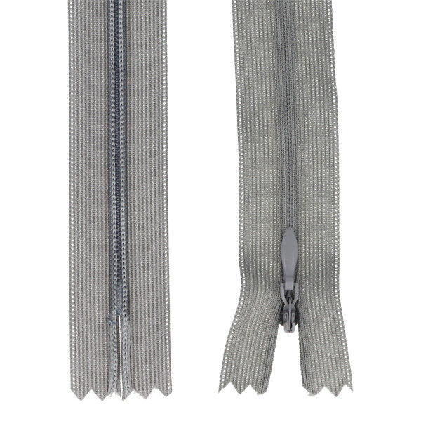 Nahtverdeckter Reißverschluss 25 cm grau