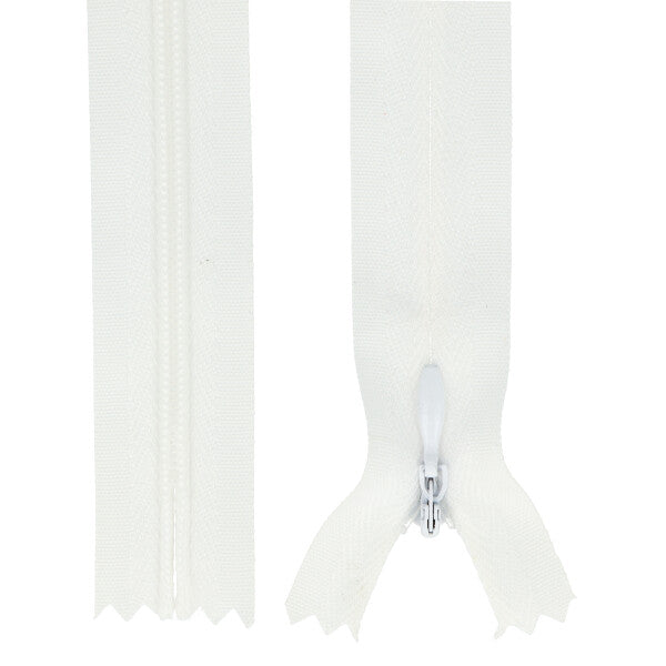 Nahtverdeckter Reißverschluss 25 cm weiss
