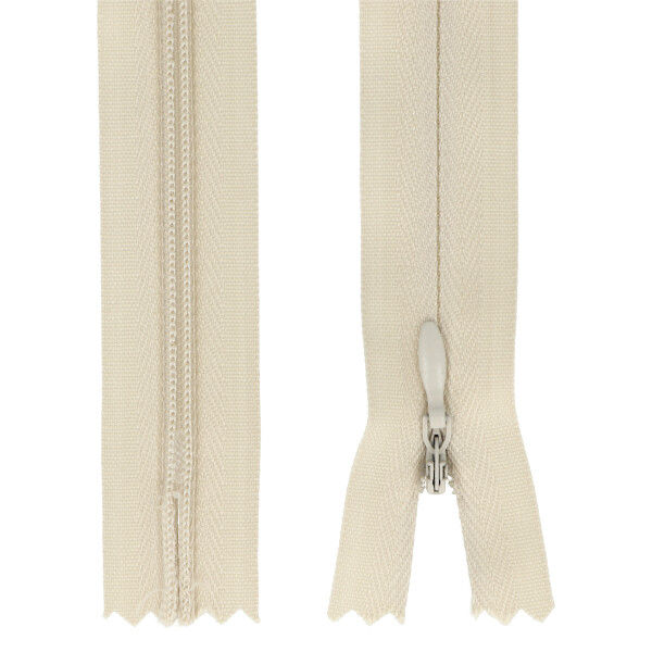Nahtverdeckter Reißverschluss 25 cm beige