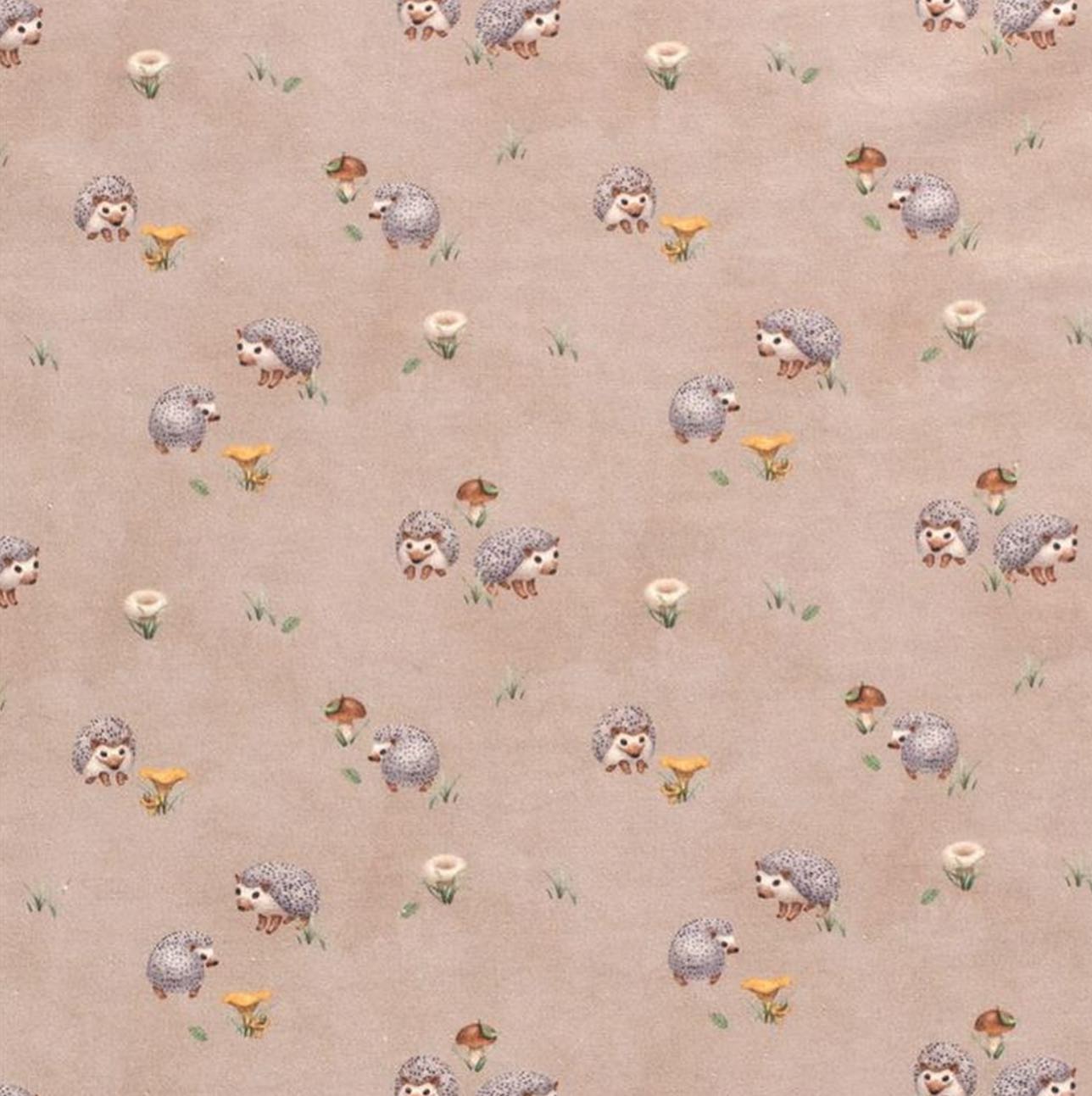 Jersey kleine Igel & Pilze dunkelbeige