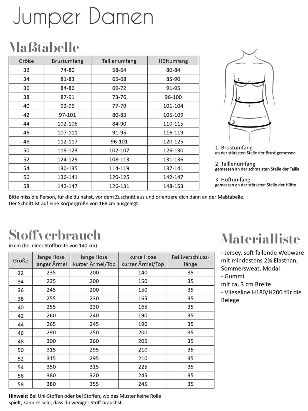 Papierschnittmuster Jumper Damen
