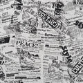 Baumwoll Druck Newspaper Black / White