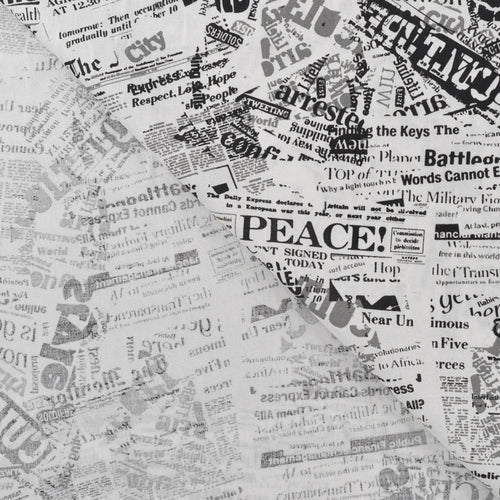Baumwoll Druck Newspaper Black / White