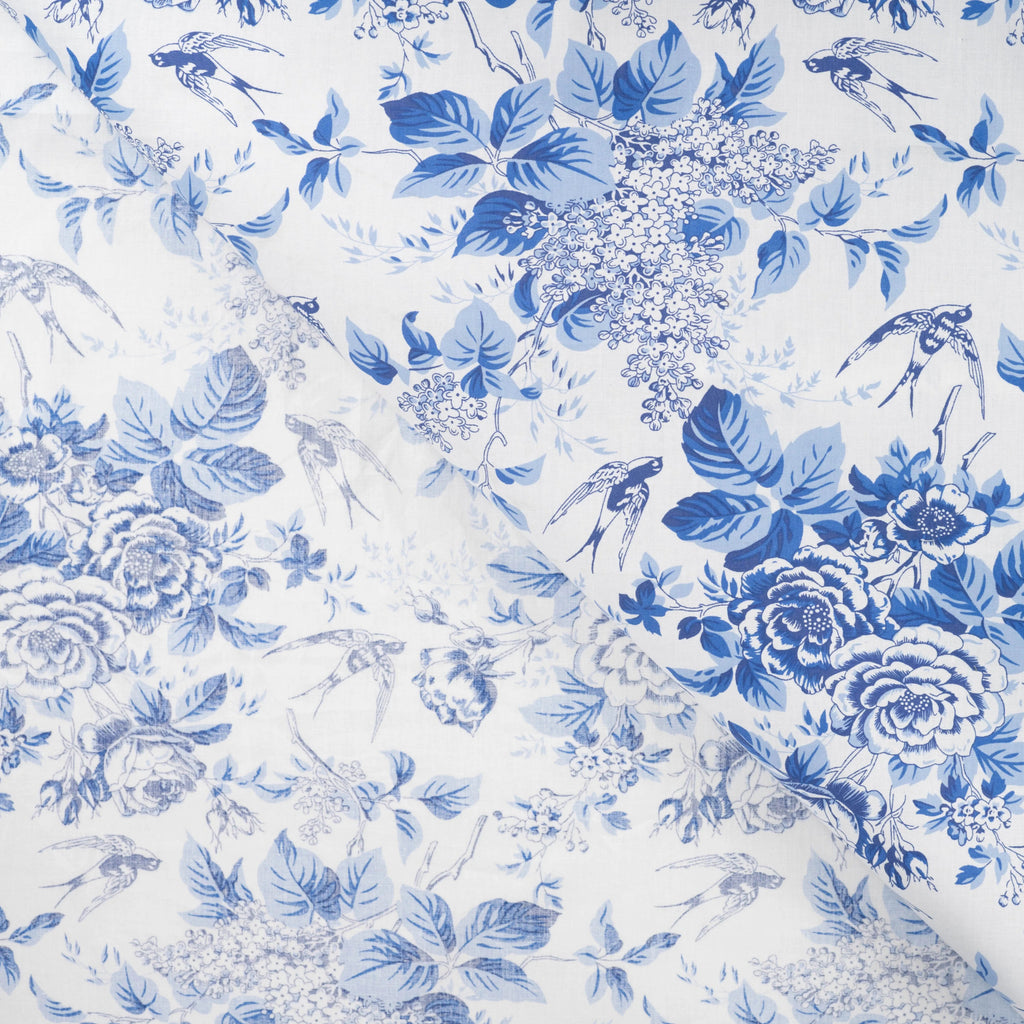 Baumwoll Druck Rosen, Flieder blau
