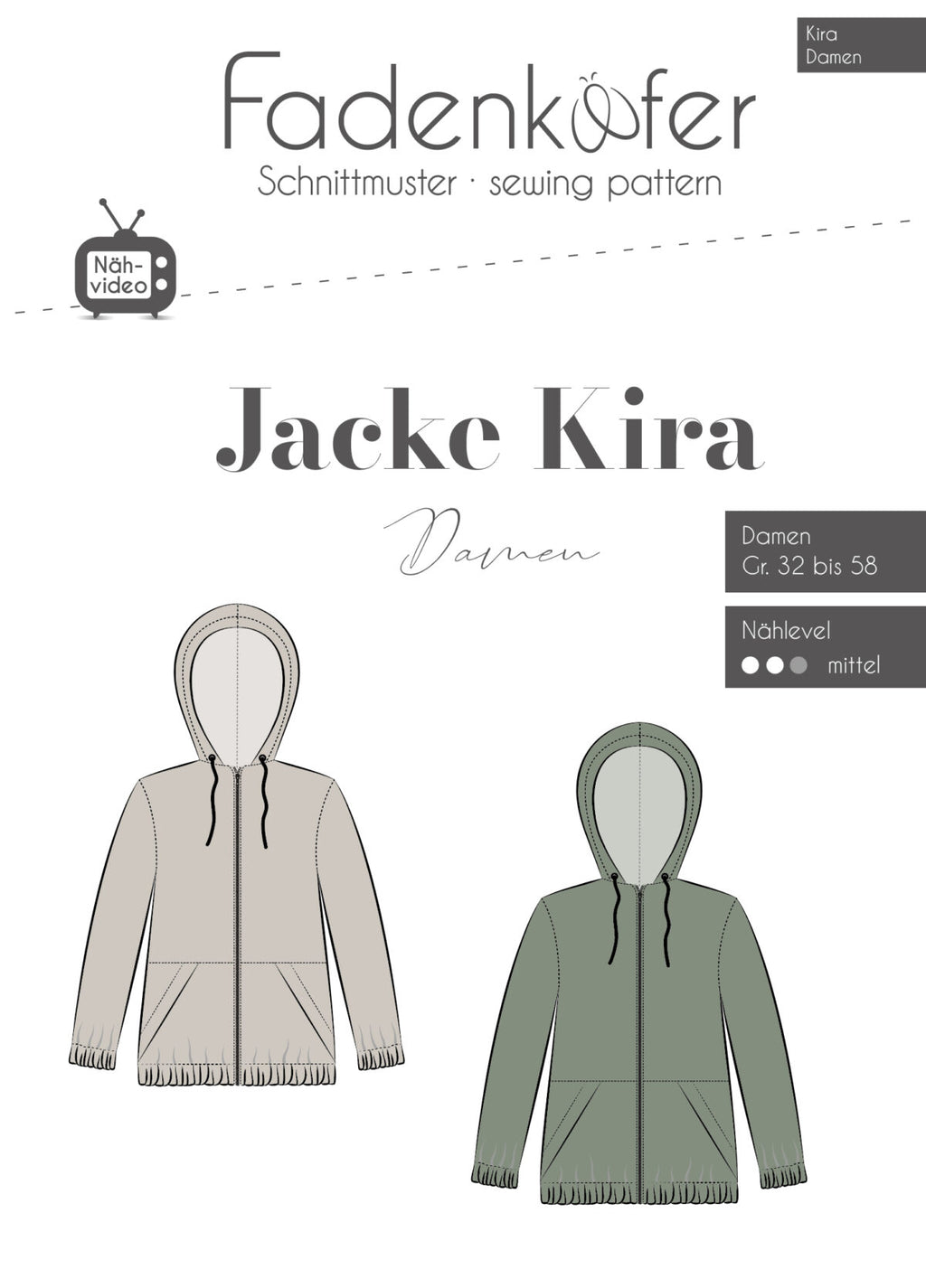 Papierschnittmuster Jacke Kira Damen
