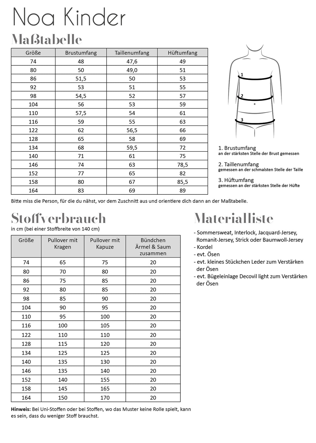Papierschnittmuster Noa Kinder