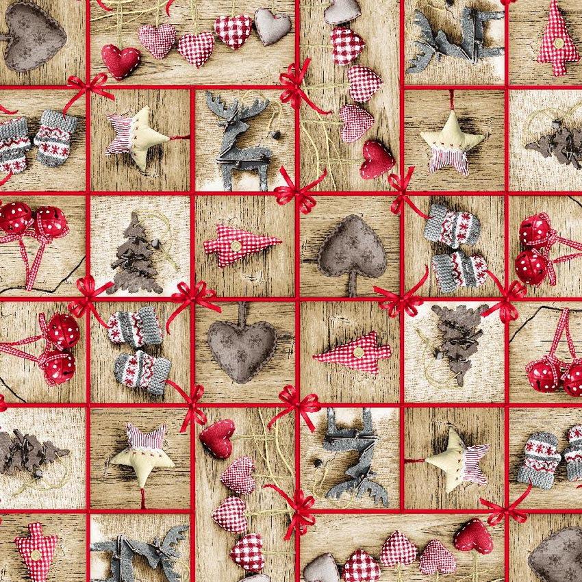 Halbpanama Stoff Weihnachten  Rakkaani beige