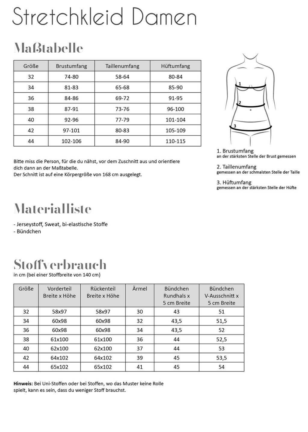 Papierschnittmuster Stretchkleid Damen