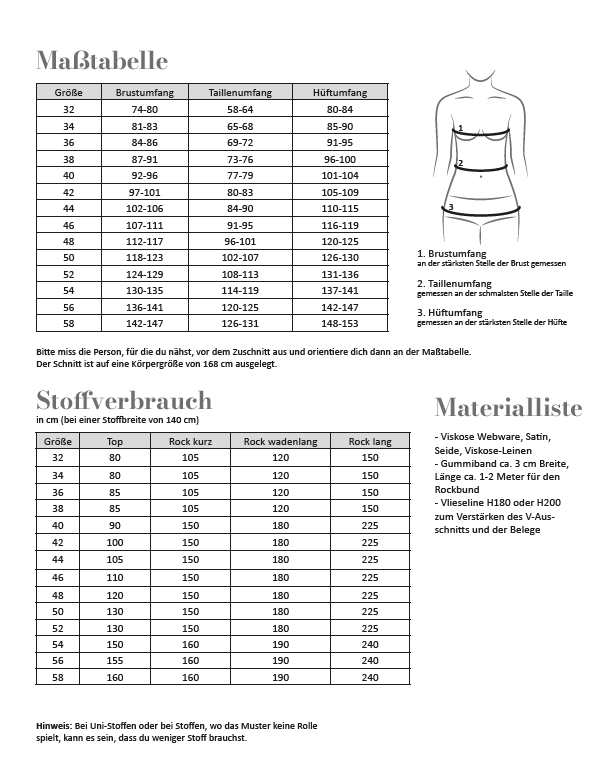 Papierschnittmuster Top & Rock Damen