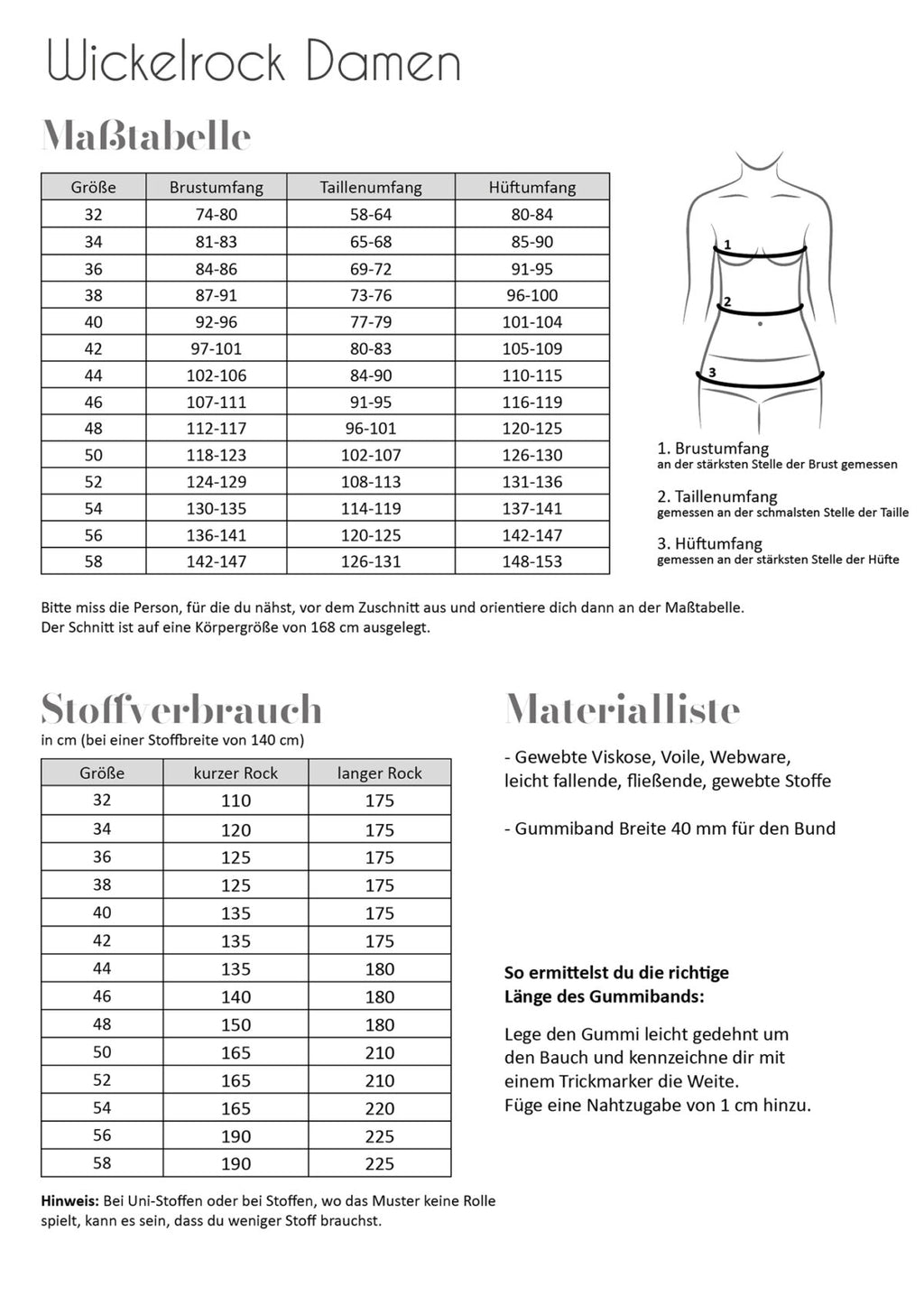 Papierschnittmuster Wickelrock Damen
