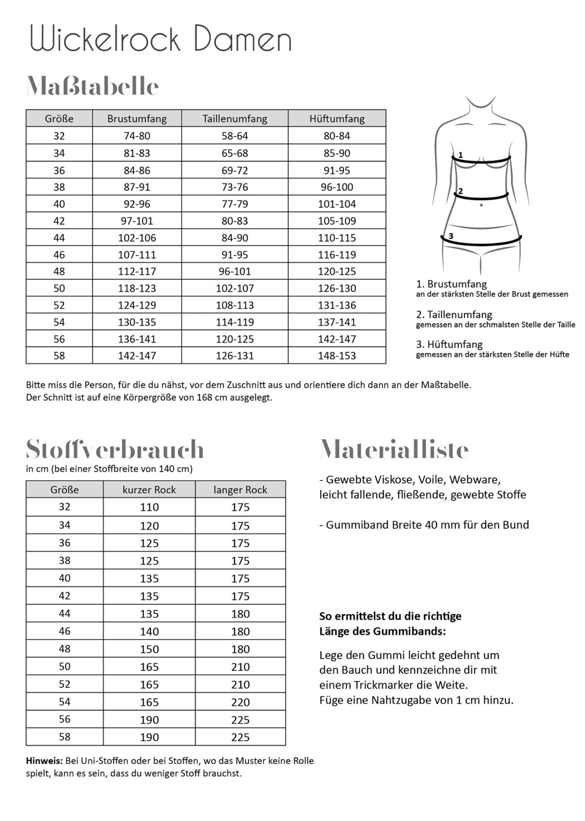 Papierschnittmuster Wickelrock Damen