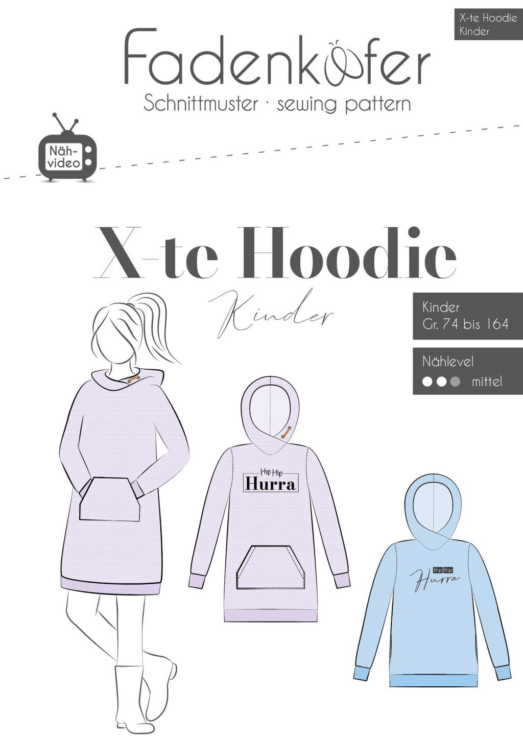 Papierschnittmuster X-te Hoodie Kinder